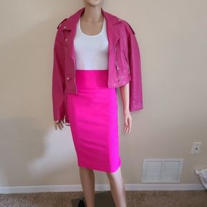 Hot pink pencil skirt